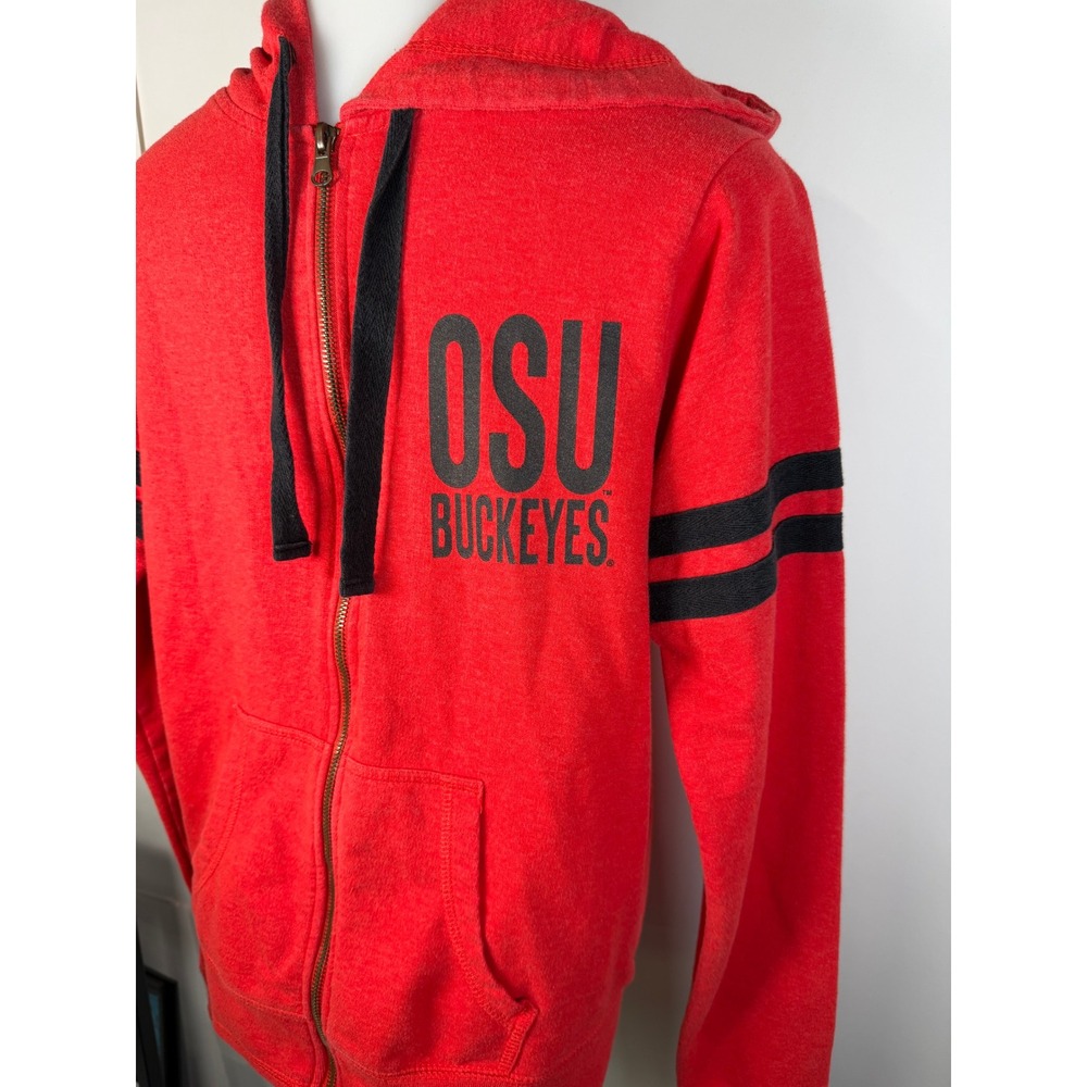 Pro Edge OSU Buckeyes Full Zip Hoodie Red Varsity Stripe Sweatshirt Small - Picture 2 of 8